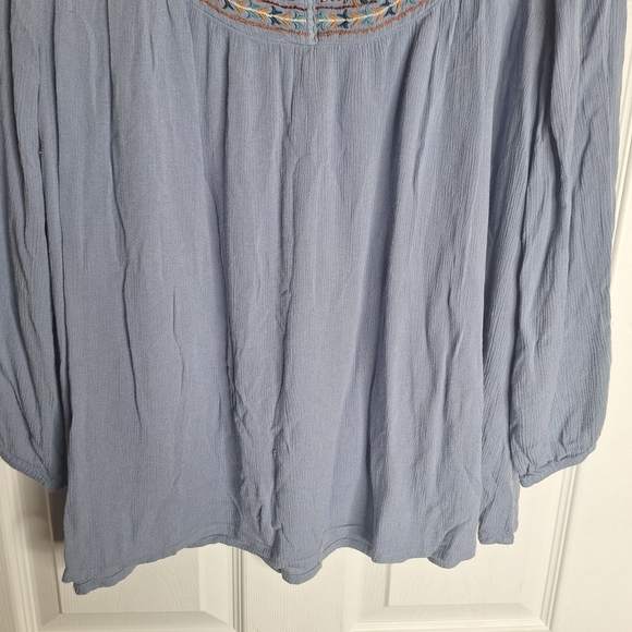 Coldwater Creek Blue Blouse with Embroidery Size Large - Picture 3 of 7